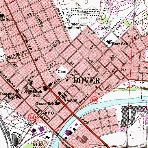 Topographic Map of First Christian Church, OH