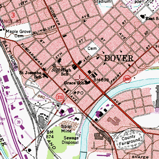 Topographic Map of First Moravian Church, OH