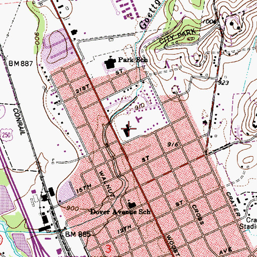 Topographic Map of First United Methodist Church, OH