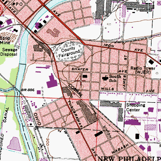 Topographic Map of South Moravian Church, OH
