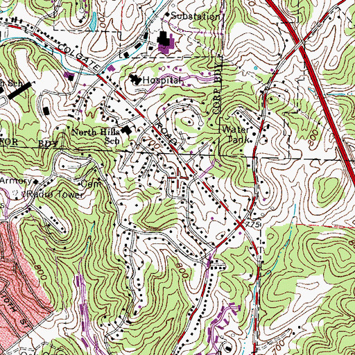 Topographic Map of Emerson Heights, OH