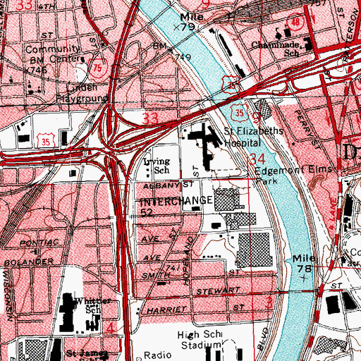 Topographic Map of Edgemont, OH