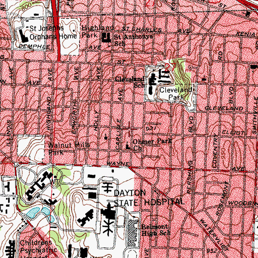 Topographic Map of Ohmer Park, OH