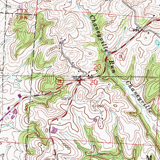 Topographic Map of Chaneyville (historical), OH
