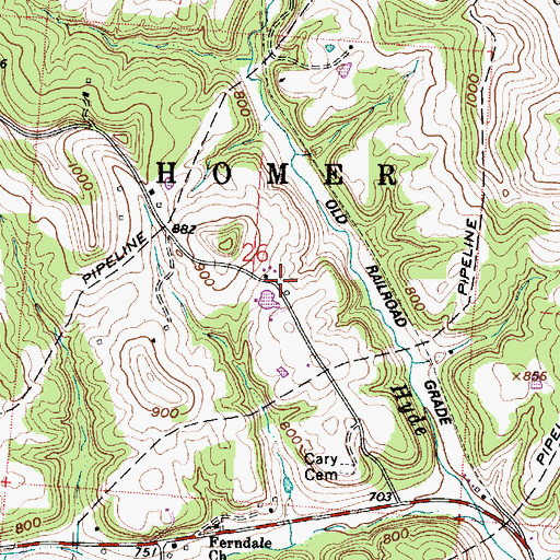 Topographic Map of Lewis (historical), OH