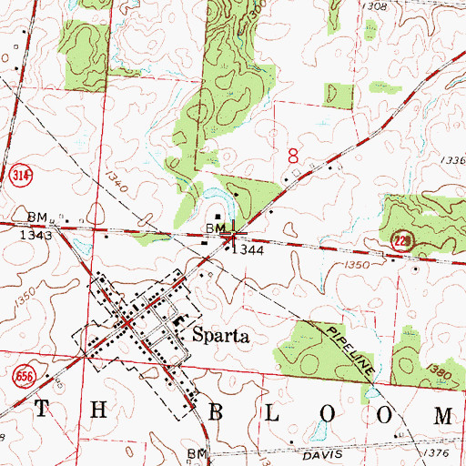 Topographic Map of Aaronsburg (historical), OH