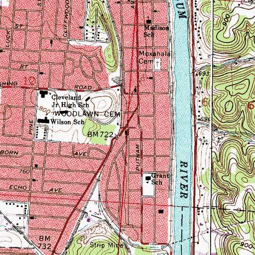 Topographic Map of Putnam, OH