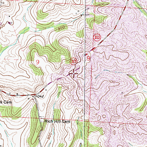 Topographic Map of Rich Hill (historical), OH