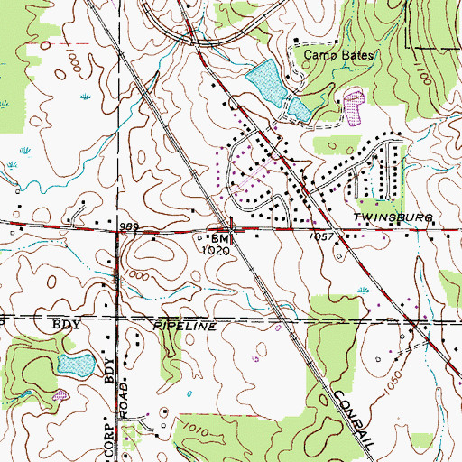 Topographic Map of Bosworth (historical), OH