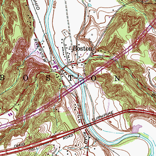 Topographic Map of Grannys Run, OH