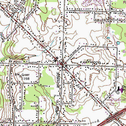 Topographic Map of Six Corners, OH