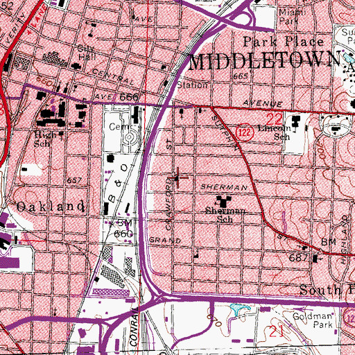 Topographic Map of Church of Christ, OH