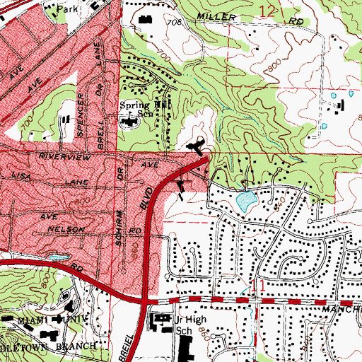 Topographic Map of First Baptist Church, OH