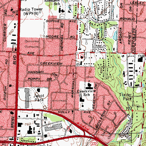Topographic Map of First Church of Christ Scientist, OH