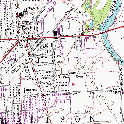 Topographic Map of Trenton First Church of God, OH