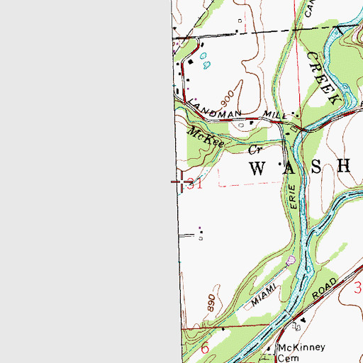 Topographic Map of Johnston Prairie, OH