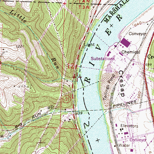 Topographic Map of Little Run Landing, OH