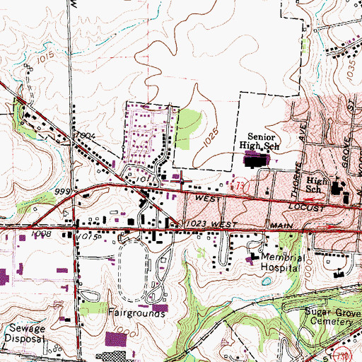 Topographic Map of Church of Christ, OH