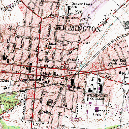 Topographic Map of Church of Christ in Christian Union, OH