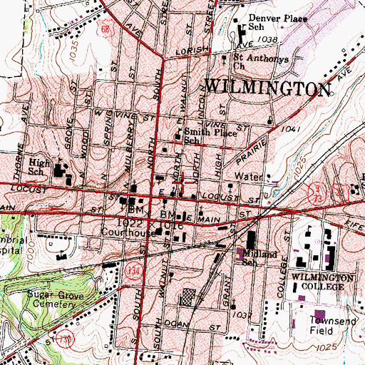 Topographic Map of First Christian Church, OH