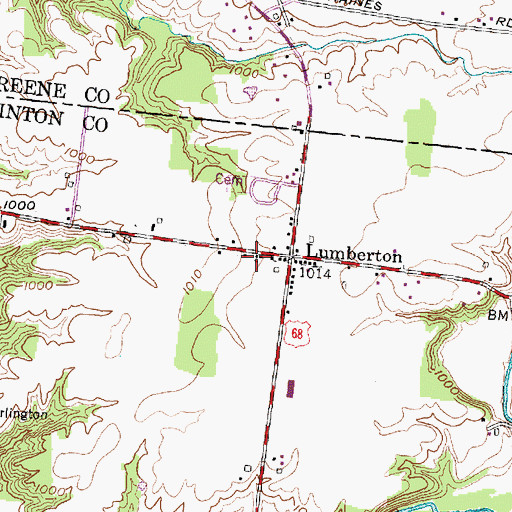 Topographic Map of Lumberton United Methodist Church, OH