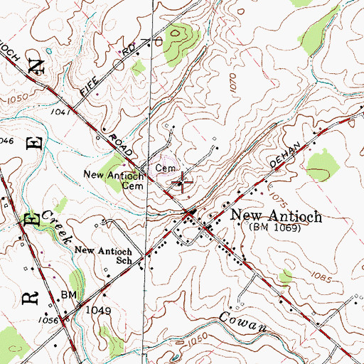 Topographic Map of New Antioch Church of Christ, OH