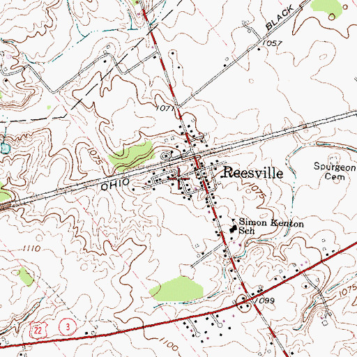 Topographic Map of Reesville United Methodist Church, OH