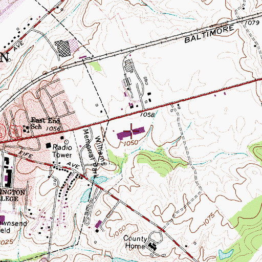 Topographic Map of Wilmington Plaza Shopping Center, OH