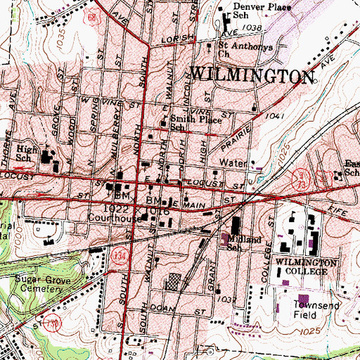 Topographic Map of Wilmington Seventh Day Adventist Church, OH