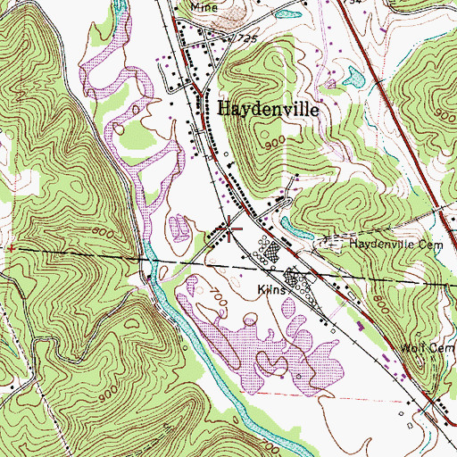 Topographic Map of Haydenville Station (historical), OH