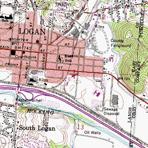 Topographic Map of Logan Plaza Shopping Center, OH