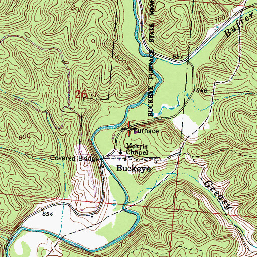 Topographic Map of Buckeye Furnace (historical), OH