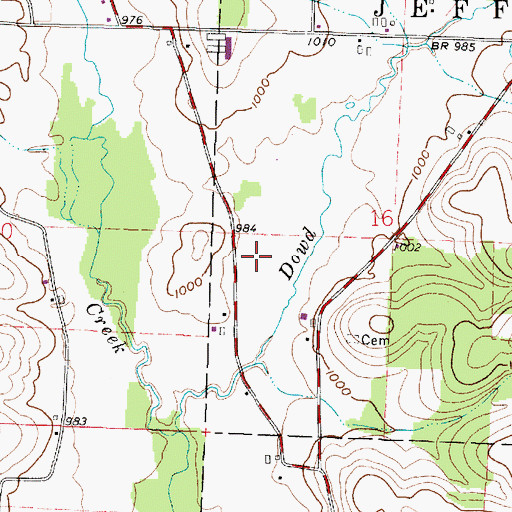 Topographic Map of Doudy Valley, OH