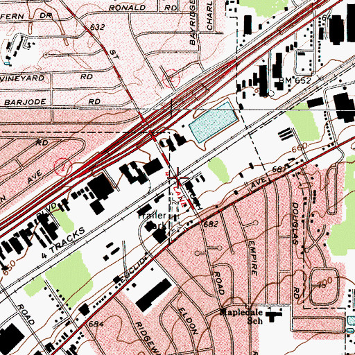 Topographic Map of Rush Road (historical), OH