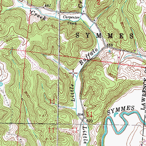 Topographic Map of Carpenter Hollow, OH