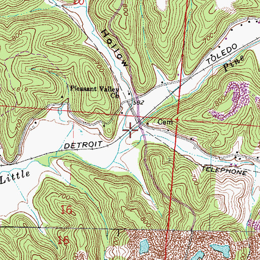 Topographic Map of Prickley Ash Creek, OH