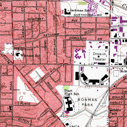 Topographic Map of Mellwood, OH