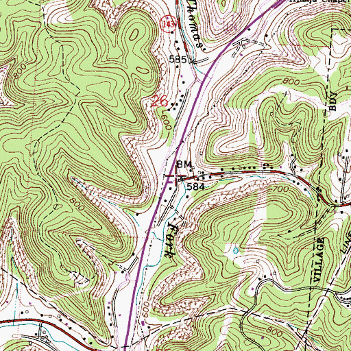 Topographic Map of Thomas Village, OH