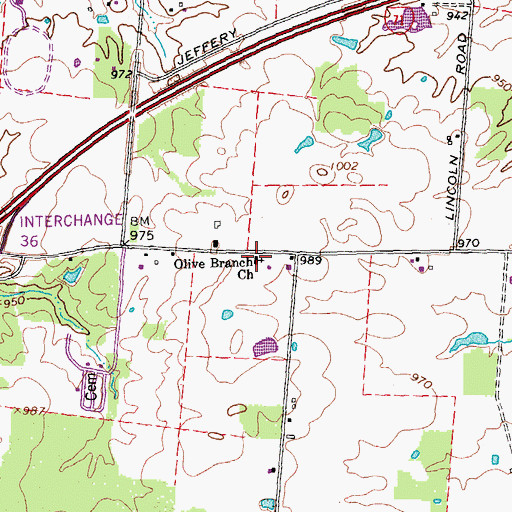 Topographic Map of Olive Branch United Methodist Church, OH