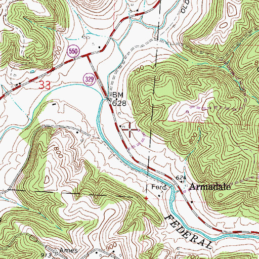 Topographic Map of Curtis Junction (historical), OH