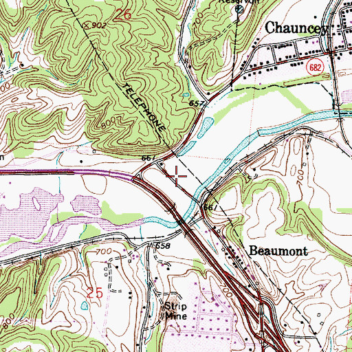 Topographic Map of Wolfs Plains, OH