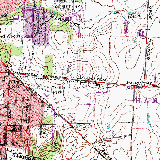 Topographic Map of Belmont, OH