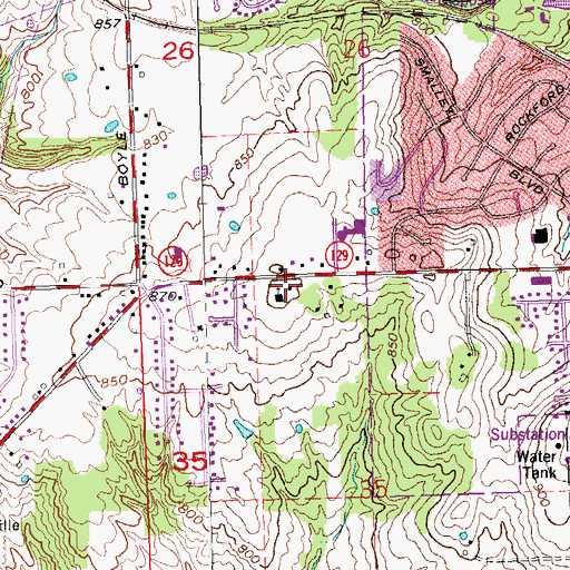 Topographic Map of Heitsmanns Hill, OH