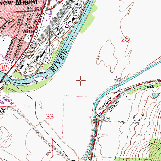 Topographic Map of Hickory Flats, OH