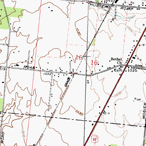 Topographic Map of Hennessey (historical), OH