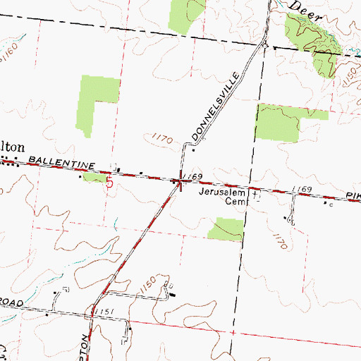 Topographic Map of Windy Corner, OH