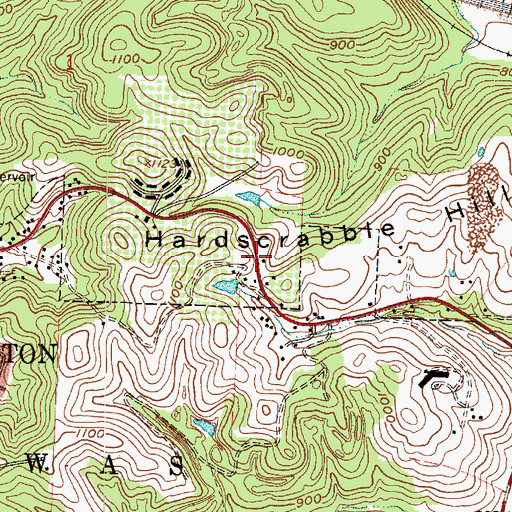 Topographic Map of Hardscrabble, OH