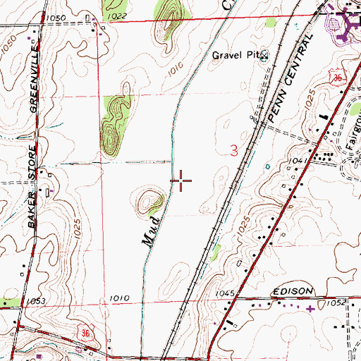 Topographic Map of Mud Creek Prairie, OH