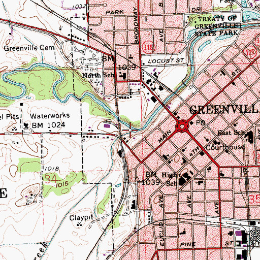Topographic Map of Tecumsehs Point, OH