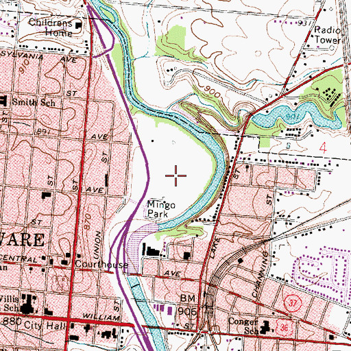 Topographic Map of Horse Shoe Bottom, OH
